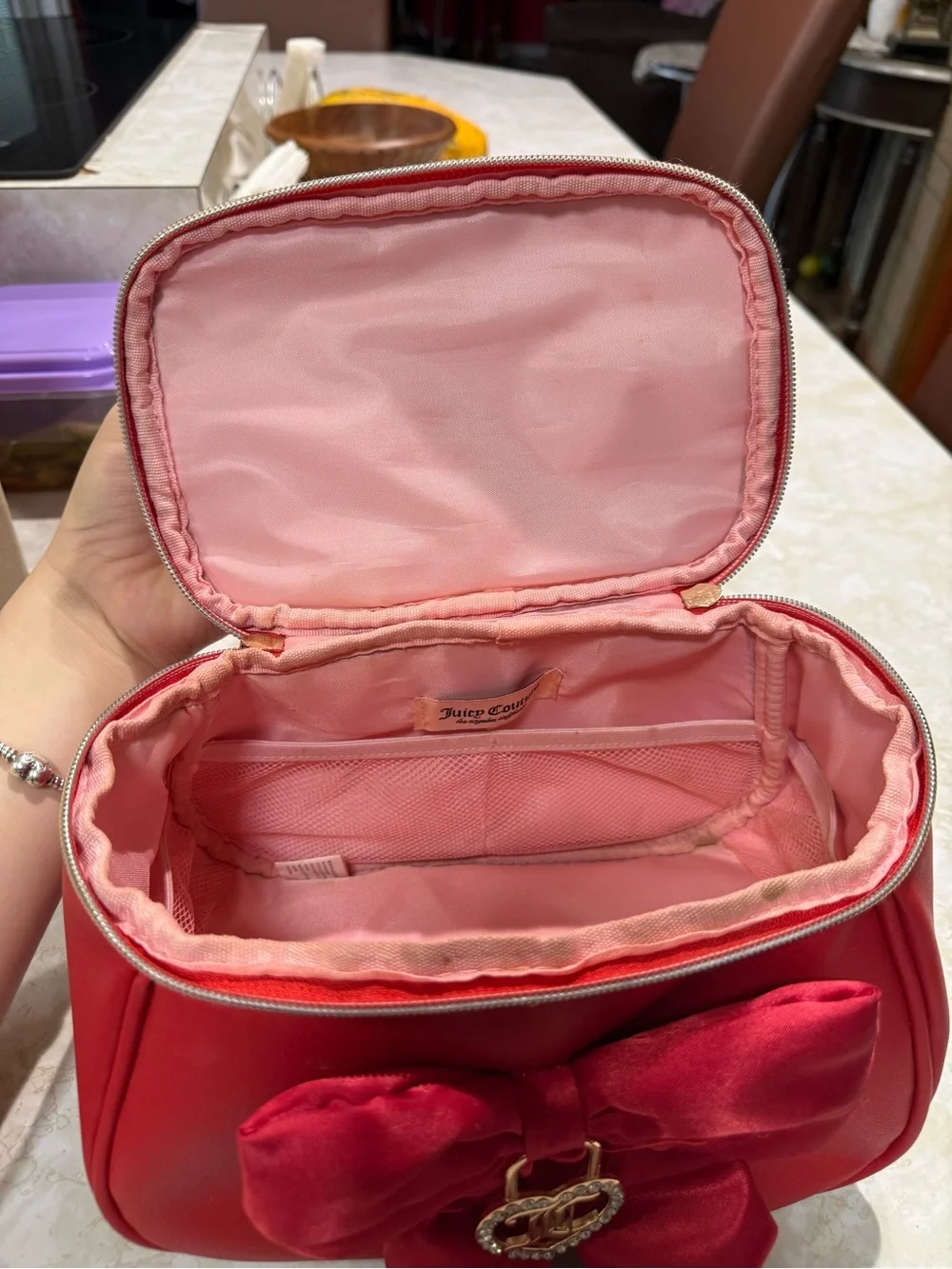 Juicy Couture Red Bow-Accent Women's Handbag with Heart Charm